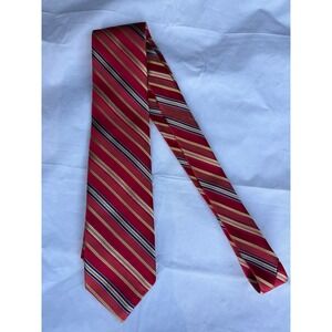 Robert Talbott‎ Best of Class Nordstrom Red Gold Navy Striped Silk Tie Hand Sewn